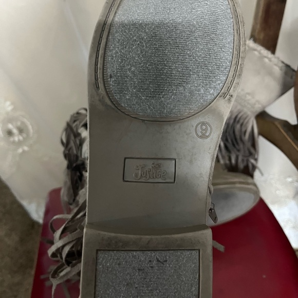 Tall Gray Ruffle Boots - Picture 3 of 4